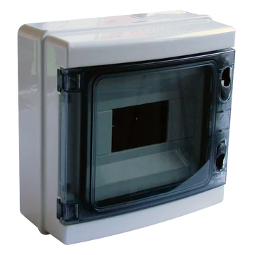 TRACON Falon kívüli elosztódoboz, átlátszó ajtóval, N/PE sínnel, 1x8 mod, HxWxD=210x215x100mm, IP65, 660V AC, 1000 V DC (EDFKIP65-8/1)