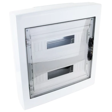 TRACON Falon kívüli elosztódoboz, füstszínű-sík ajtóval, NPE nélkül, 2x18 (36) modul, IP40, (HxWxD=505x464x100mm) (EDFKS-18/2)