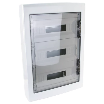 TRACON Falon kívüli elosztódoboz, füstszínű-sík ajtóval, NPE nélkül, 3x18 (54) modul, IP40, (HxWxD=670x464x120mm) (EDFKS-18/3)