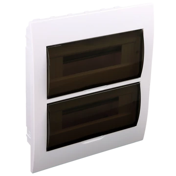 TRACON Süllyesztett elosztódoboz, füstszínű ajtóval, N/PE sínnel, 2x12 (24) modul, IP40, (HxWxD=310x257x76mm) (EDS-12/2)