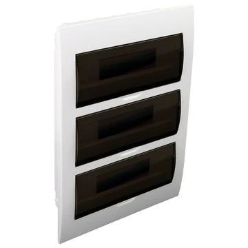 TRACON Süllyesztett elosztódoboz, füstszínű ajtóval, N/PE sínnel, 3x14 (42) modul, IP40, (HxWxD=455x293x76mm) (EDS-14/3)