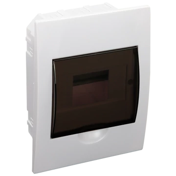 TRACON Süllyesztett elosztódoboz, füstszínű ajtóval, N/PE sínnel, 1x6 modul, IP40, (HxWxD=200x150x66mm) (EDS-6/1)