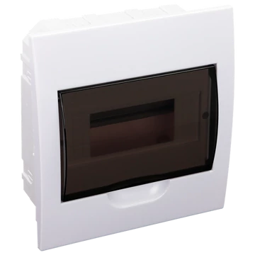 TRACON Süllyesztett elosztódoboz, füstszínű ajtóval, N/PE sínnel, 1x8 modul, IP40, (HxWxD=200x186x66mm) (EDS-8/1)