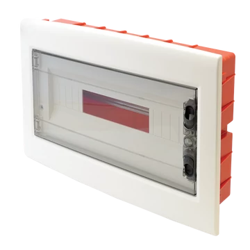 TRACON Süllyesztett elosztódoboz, füstszínű-sík ajtóval, NPE nélkül, 1x18 (18) modul, IP40, (HxWxD=270x440x85 mm) (EDSS-18/1)