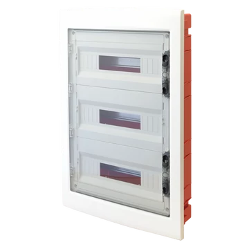 TRACON Süllyesztett elosztódoboz, füstszínű-sík ajtóval, NPE nélkül, 3x18 (54) modul, IP40, (HxWxD=655x440x90mm) (EDSS-18/3)