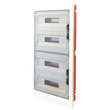 TRACON Süllyesztett elosztódoboz, füstszínű-sík ajtóval, NPE nélkül, 4x18 (72) modul, IP40, (HxWxD=860x440x95mm) (EDSS-18/4)