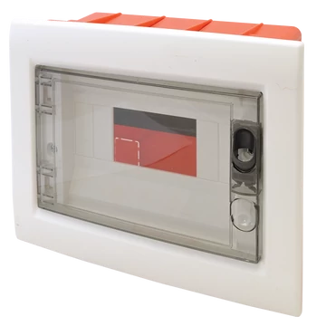 TRACON Süllyesztett elosztódoboz, füstszínű-sík ajtóval, NPE nélkül, 1x8 (8) modul, IP40, (HxWxD=180x220x88mm) (EDSS-8/1)