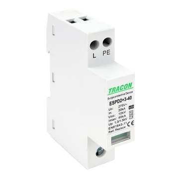 TRACON T2+T3 AC típusú túlfeszültséglevezető, egybeépített, Uc:275V; In:20kA; Imax40kA; Uoc:10kV; Up:1,3/1,5kV; 1+1P (ESPD2+3-40-1+1P)