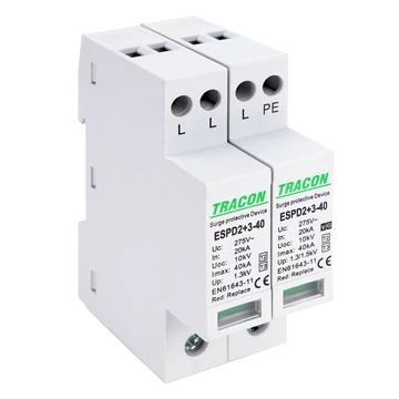 TRACON T2+T3 AC típusú túlfeszültséglevezető, egybeépített, Uc:275V; In:20kA; Imax40kA; Uoc:10kV; Up:1,3/1,5kV; 3+1P (ESPD2+3-40-3+1P)