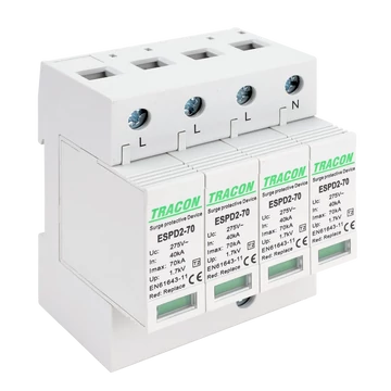 TRACON T2 AC típusú túlfeszültség levezető, cserélhető betéttel, Uc:275V; In:40kA; Imax:70kA; Up:1,7kV; 4P (ESPD2-70-4P)
