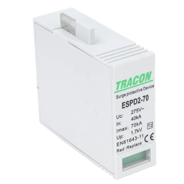 TRACON T2 AC típusú túlfeszültség levezető betét 70 M, Uc:275V, In:40kA, Imax:70kA, Up:1,7kV (ESPD2-70MO)