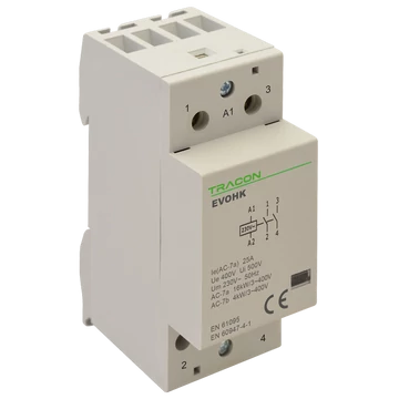 TRACON Installációs kontaktor, 230V, 50Hz, 2 Mod, 2xNO, AC1/AC7a, 63A, (EVOHK2-63)