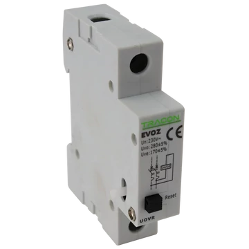 TRACON Feszültségcsökkenési-növekedési kioldó EVOZ-hez, Un:230VAC, 50Hz, Udown:170VAC, Uup:270VAC (EVOZ-UOVR)