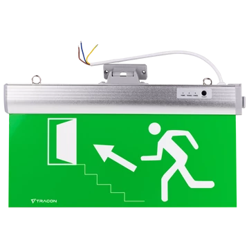 TRACON Élvilágítós LED kijáratjelző ragasztható piktogramokkal, 230V, 50Hz, 36xLED, 3h, 3,7V / 1200mAh, Li-ion, IP30 (EXIT-04-J)