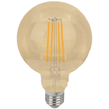 TRACON COG LED gömb fényforrás, arany, 230 VAC, E27, 7W, 800 lm, G95, 2500K, EEI=E (FILGG958W)
