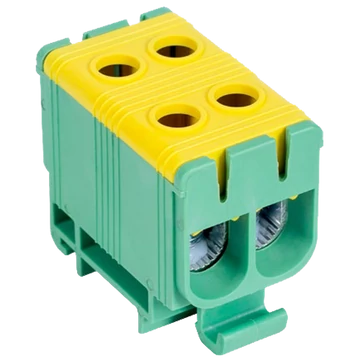 TRACON Főáramköri leágazó kapocs, sínre szerelhető, zöld/sárga, 6-50mm2, max. 1000VAC/1500VDC, max.160A (FLEAL-50/2ZS)