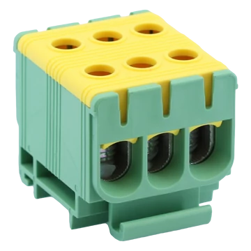 TRACON Főáramköri leágazó kapocs, sínre szerelhető, zöld/sárga, 6-50mm2, max. 1000VAC/1500VDC, max.160A (FLEAL-50/3ZS)