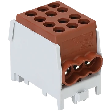 TRACON Főáramköri leágazó kapocs, sínre szerelhető, barna, 2.5-25mm2, max. 1000VAC/DC, max.101A (FLECU-25-16-3B)