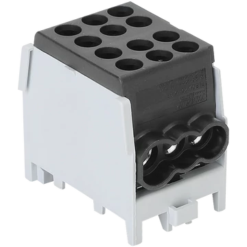 TRACON Főáramköri leágazó kapocs, sínre szerelhető, fekete, 2.5-25mm2, max. 1000VAC/DC, max.101A (FLECU-25-16-3F)