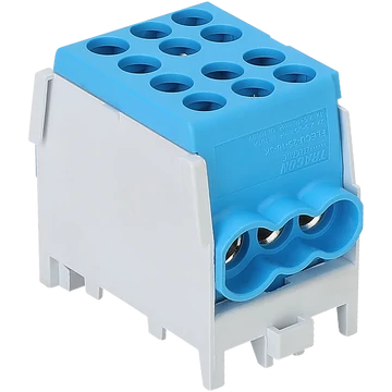 TRACON Főáramköri leágazó kapocs, sínre szerelhető, kék, 2.5-25mm2, max. 1000VAC/DC, max.101A (FLECU-25-16-3K)