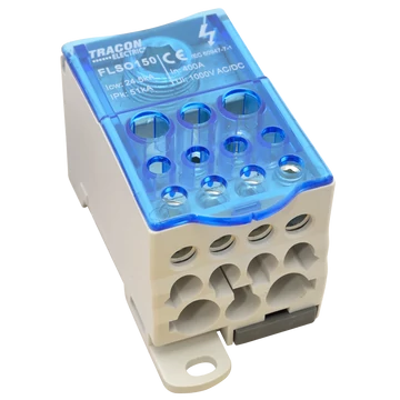 TRACON Fővezetéki leágazó sorkapocs nyitható fedéllel, 1x150(120)mm2/5x16(10), 4x25(16), 2x35(25)mm2, 1000VAC/DC,400A (FLSO150)