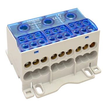 TRACON Fővezetéki leágazó sorkapocs nyitható fedéllel, 3x1x50(35)mm2 / 3x6x16(10)mm2, 690VAC/DC, 175 A (FLSO50-3P)