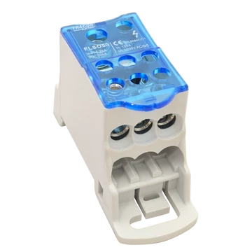 TRACON Fővezetéki leágazó sorkapocs nyitható fedéllel, 1x50(35)mm2 / 6x25(16)mm2, 1000VAC/DC, 125A (FLSO50)