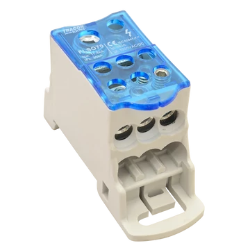 TRACON Fővezetéki leágazó sorkapocs nyitható fedéllel, 1x70(50)mm2 / 6x25(16)mm2, 1000VAC/DC, 160A (FLSO70)