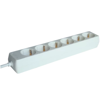 TRACON Hordozható elosztósáv, normál, fehér, 6xSCHUKO, 5m, max.16A, 250VAC, 3680W, 3x1,5mm2, H05VV-F (H6-5M)