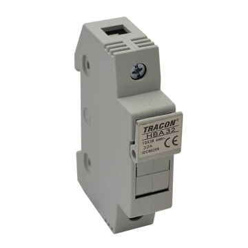 TRACON Szakaszolókapcsoló-biztosító hengeres bizt.hoz, maszkolható, 32A, 10x38mm; Un=230V/400V (HBA-1P-32)