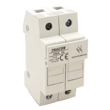 TRACON Szakaszolókapcsoló-biztosítóhengeres bizt.hoz, maszkolható, 32A, 10x38mm; Un=230V/400V (HBA-2P-32)