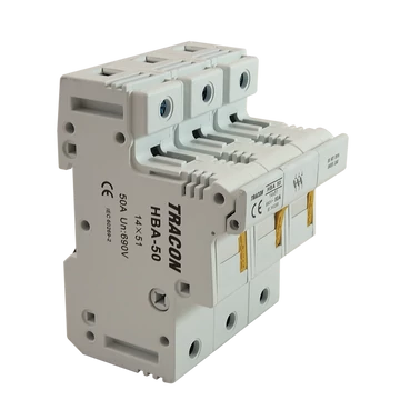 TRACON Szakaszolókapcsoló-biztosítóhengeres bizt.hoz, maszkolható, 50A, 14x51mm; Un=230V/400V (HBA-3P-50)