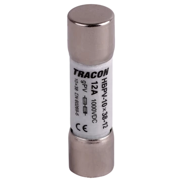 TRACON Hengeres biztosító PV, gPV, 12A, 1000VDC, 10kA, 10x38 (HBPV-10X38-12)