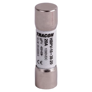 TRACON Hengeres biztosító PV, gPV, 20A, 1000VDC, 10kA, 10x38 (HBPV-10X38-20)