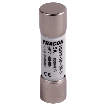TRACON Hengeres biztosító PV, gPV, 5A, 1000VDC, 10kA, 10x38 (HBPV-10X38-5)