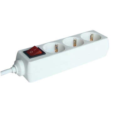 TRACON Hordozható elosztósáv kapcsolóval, normál, fehér, 3xSCHUKO, 5m, max.16A, 250VAC, 3680W, 3x1,5mm2, H05VV-F (HK3-5M)