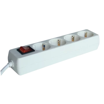 TRACON Hordozható elosztósáv kapcsolóval, normál, fehér, 4xSCHUKO, 5m, max.16A, 250VAC, 3680W, 3x1,5mm2, H05VV-F (HK4-5M)