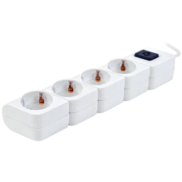 TRACON Hordozható elosztósáv kapcsolóval, fehér, 4xSCHUKO, 1,4m, max.16A, 250VAC, 3680W, 3x1mm2, H05VV-F (HKD-4)