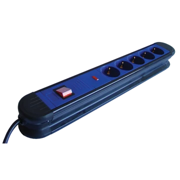 TRACON 5-ös elosztó kapcsolóval + túlfesz védelem, 5xSCHUKO, 3m, max.16A, 250VAC, 3680W, H05VV-F (HKT5-3M)