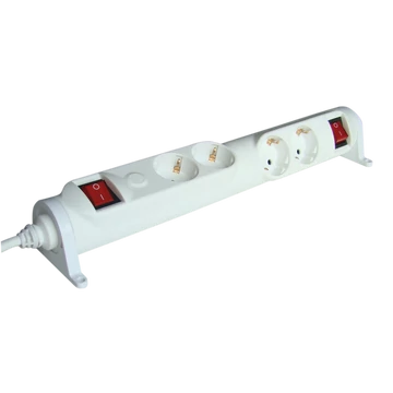 TRACON Forgatható-rögzíthető elosztósáv, kapcsolós, 2x2xSCHUKO, 3m, max.16A, 250VAC, 3680W, 3x1,5mm2, H05VV-F (HRRK2/2)