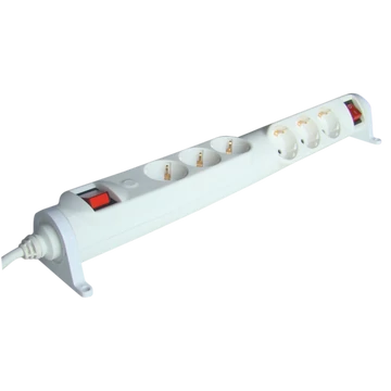 TRACON Forgatható-rögzíthető elosztósáv, kapcsolós, 2x3xSCHUKO, 3m, max.16A, 250VAC, 3680W, 3x1,5mm2, H05VV-F (HRRK3/3)
