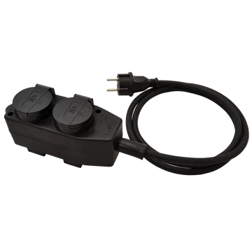 TRACON Kültéri elosztósáv, fekete, 16A/250VAC, IP44, H07RN-F, 3G1.5, 5m, 4xSCHUKO (KE4-5M)