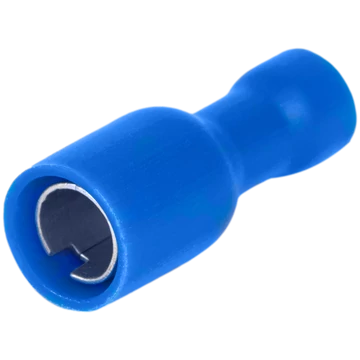 TRACON Szigetelt hengeres csatlakozó aljzat, elektrolitréz, kék, 2,5mm2, (d1=2,1mm, d2=5mm), PVC (KHA4)