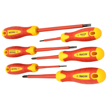 TRACON 1000 V-ra szigetelt csavarhúzó szett, 1000 V; 1x5,5x125mm; 0,8x4x100mm; 0,4x2,5x75mm (KSET1000)