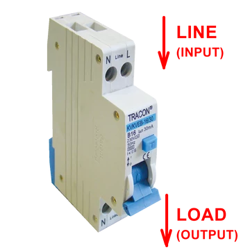 TRACON Kombinált védőkapcsoló, elektronikus, 2P, 1 modul, B kar., B10, 30mA, 6kA, AC, E3 (KVKVEB-10/30)