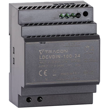 TRACON DIN sínre szerelhető tápegységszabályozható DC kimenettel, 100-200VAC, 3A/DC24V, 3,83A/92W (LDCVDIN-100-24)