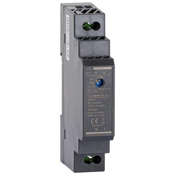 TRACON DIN sínre szerelhető tápegységszabályozható DC kimenettel, 100-200VAC, 0,5A/DC12V, 1,25A/15W (LDCVDIN-15-12)