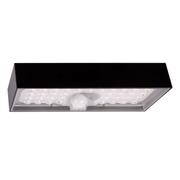 TRACON Napelemes LED fali világítótest mozgásérzékelővel, fekete, 6W, 4000K, 900 lm, IP65, 3,7 V, 3Ah (LSBB6W)