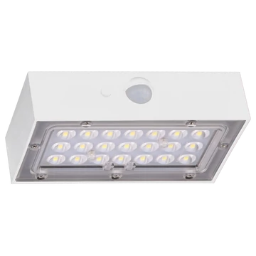 TRACON Napelemes LED fali világítótest mozgásérzékelővel, fehér, 3W, 4000K, 350 lm, IP65, 3,7 V, 1,2Ah (LSBW3W)