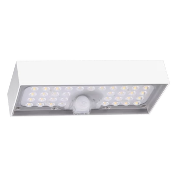 TRACON Napelemes LED fali világítótest mozgásérzékelővel, fehér, 6W, 4000K, 900 lm, IP65, 3,7 V, 3Ah (LSBW6W)